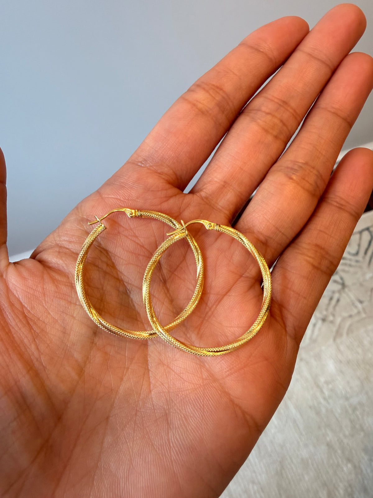 Textured Gold Hoop Earrings