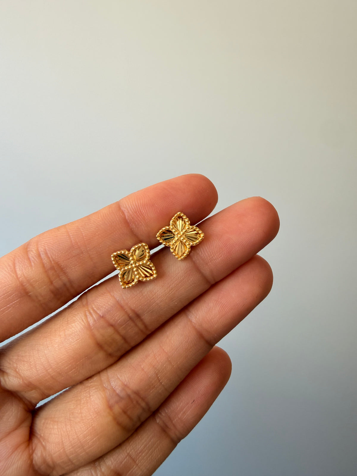 Four Petal Flower Stud Earrings