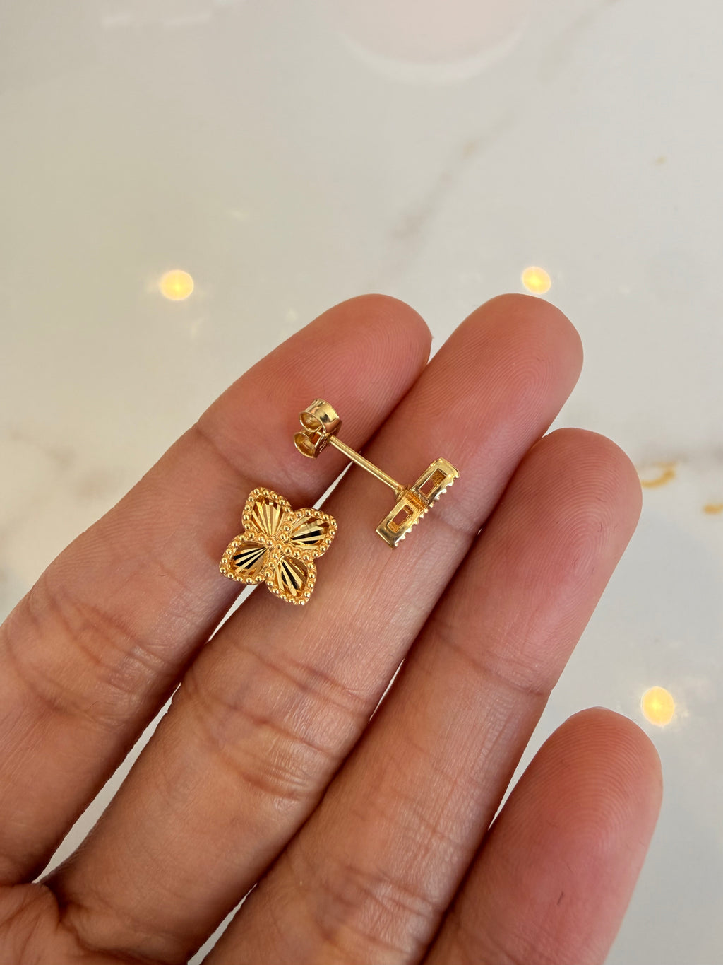 Four Petal Flower Stud Earrings