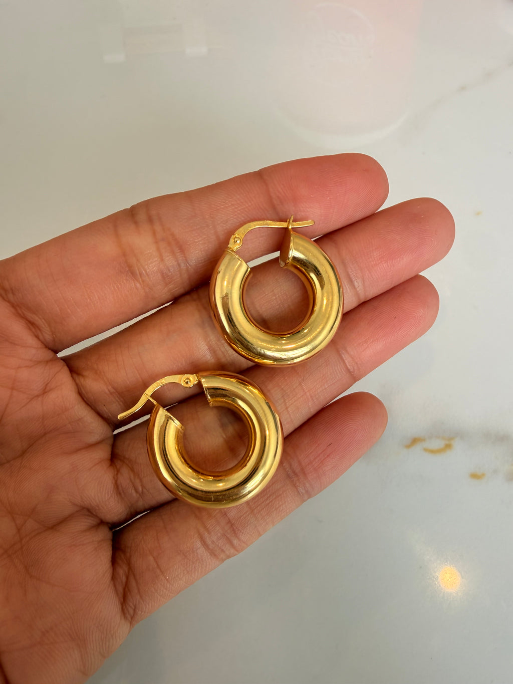 Chunky Gold Toned Hoops Earrings