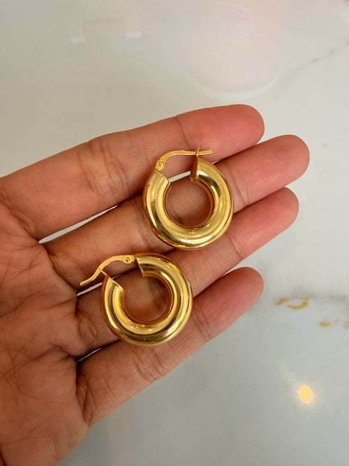 Chunky Gold Toned Hoops Earrings
