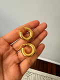 Chunky Gold Toned Hoops Earrings