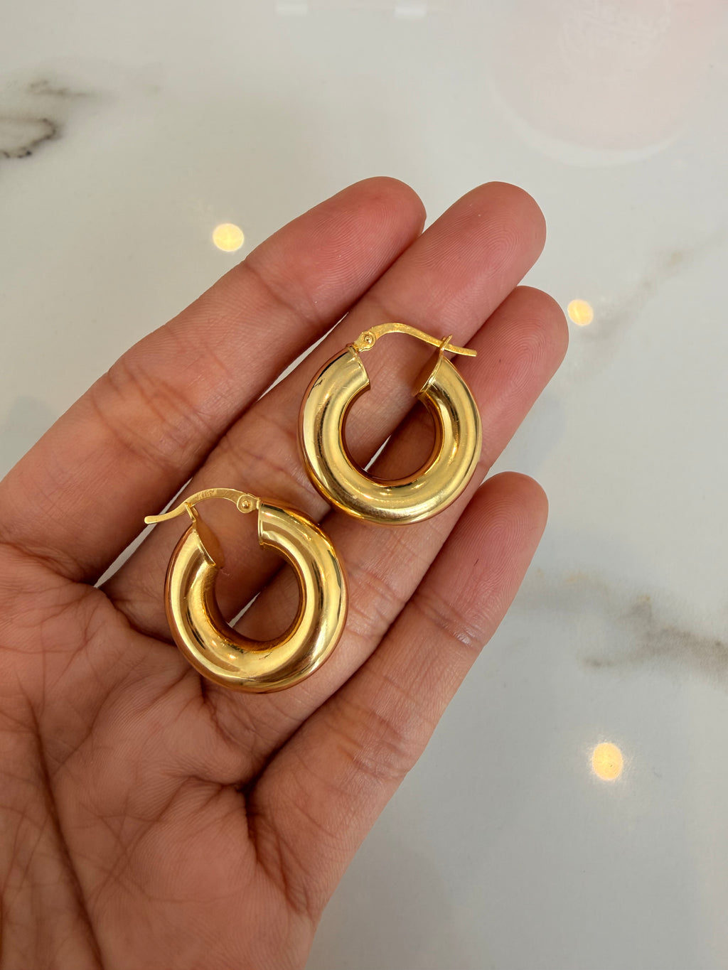 Chunky Gold Toned Hoops Earrings