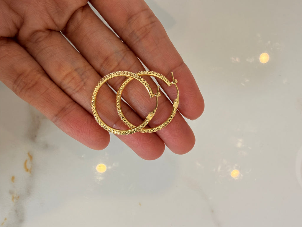 Textured Gold Hoop Earrings